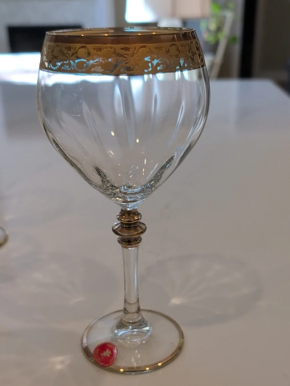 Elegant Vintage Cristalleria Fumo 24K Gold-Rimmed Wine Glasses - Set of 3 Italy